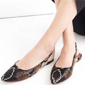 Madewell The Margot slingback flat in snake print women's size 7